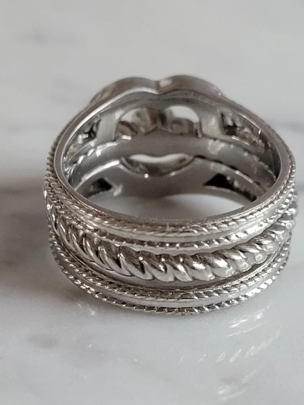 Womens Vintage Estate Sterling Silver Diamond Heart Ring 6.8g #E3641